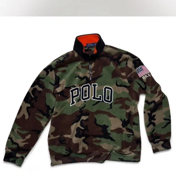 RALPH LAUREN POLO CAMOUFLAGE FLEECE PULLOVER XL MENS - Picture 1 of 3